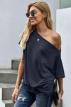 One Shoulder Tee Shirt Blouses - Tophatter Daily Deals