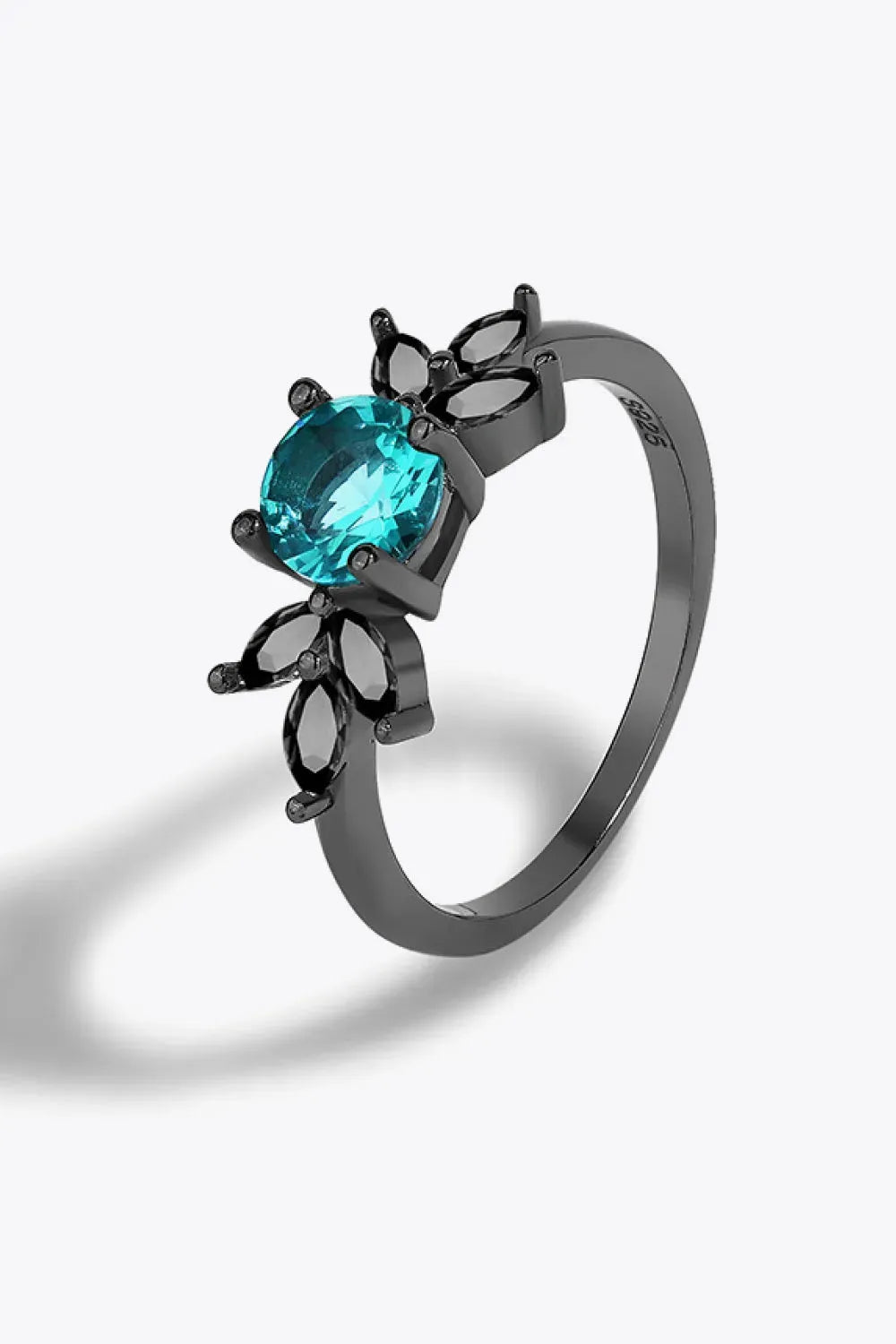 Paraiba Blue Zircon Leaf Ring Black Rings - Tophatter Daily Deals