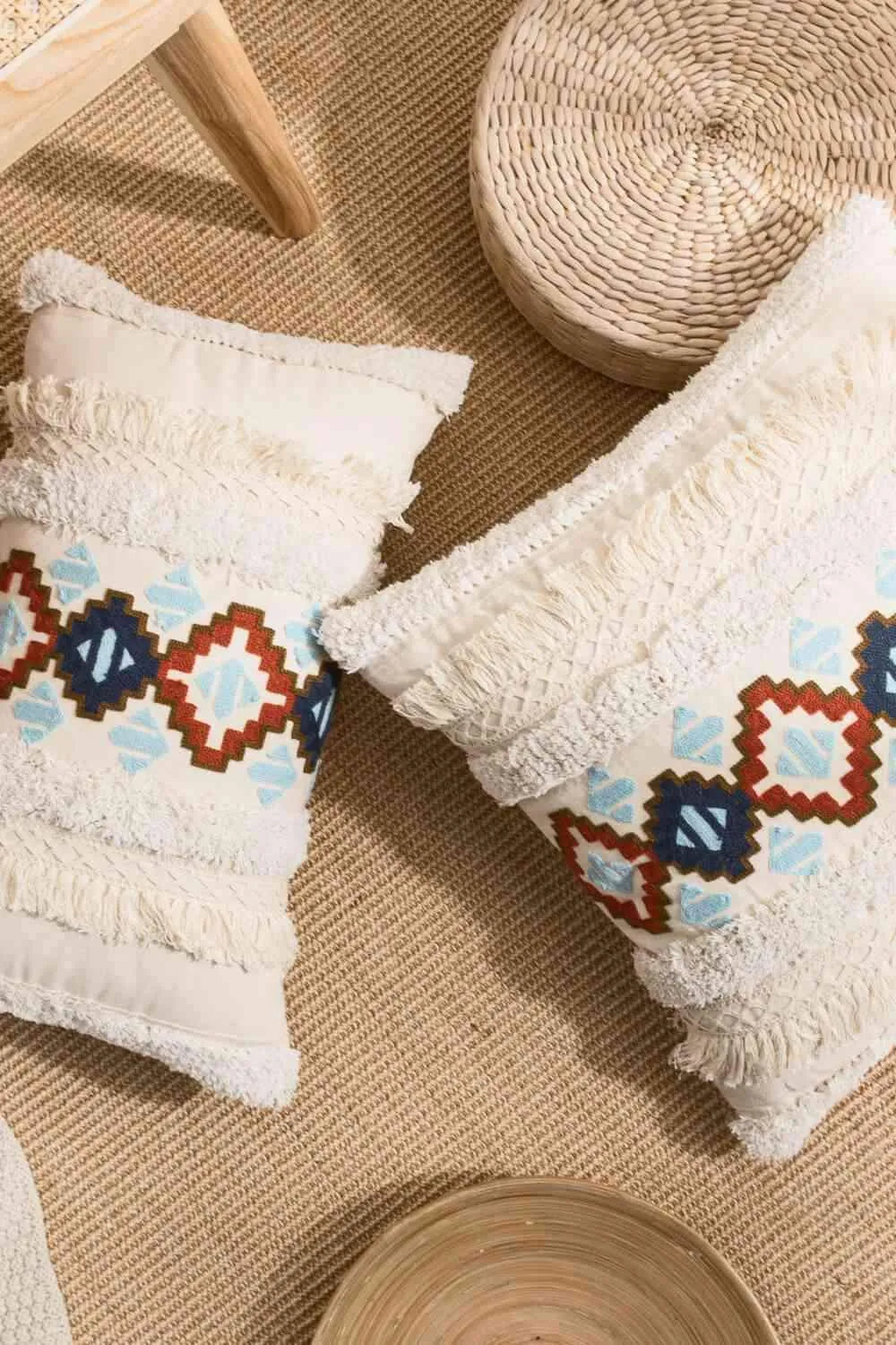 Embroidered Fringe Detail Decorative Throw Pillow Case Decorative Pillowcases - Tophatter Daily Deals