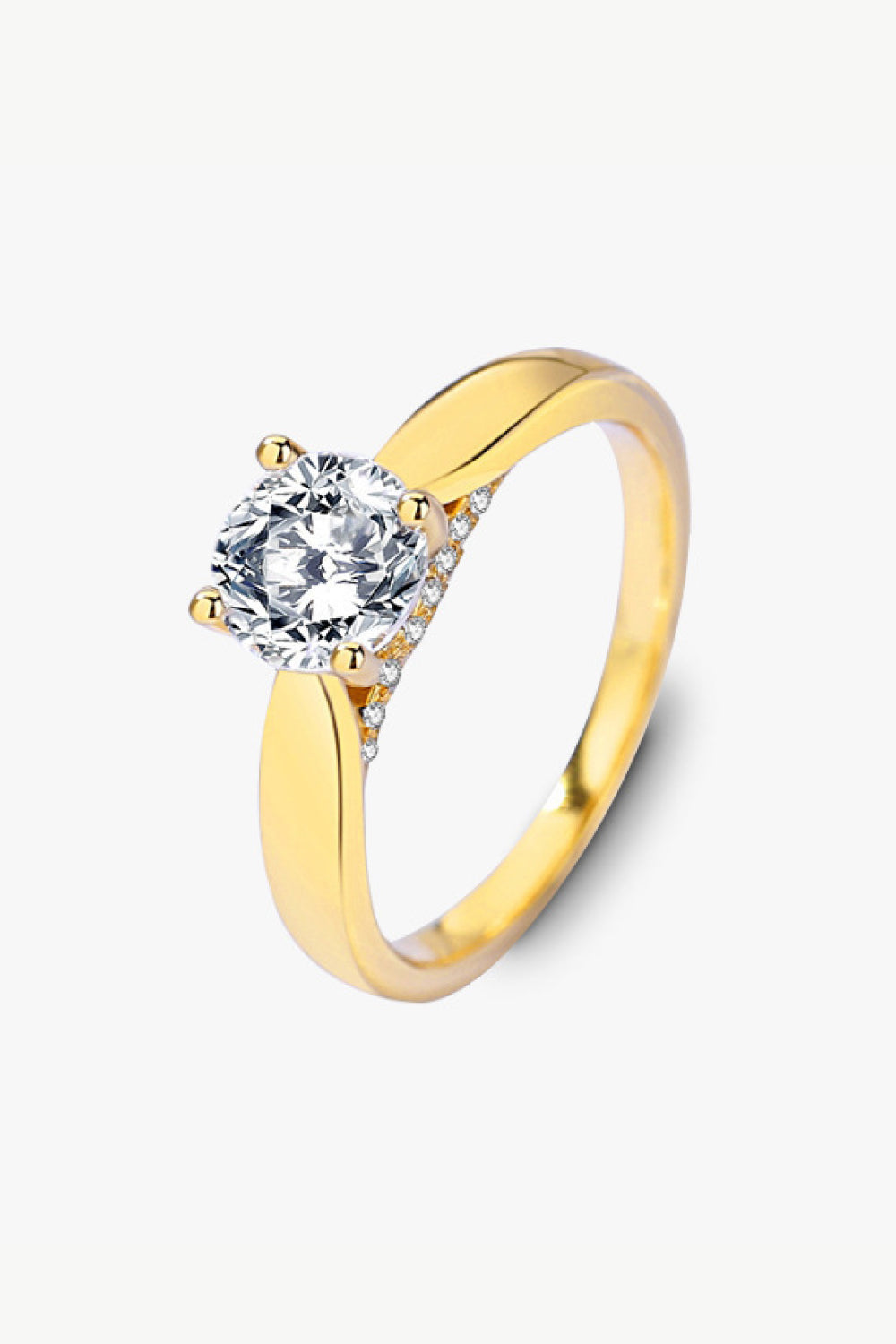 Classic 925 Sterling Silver Moissanite Ring Gold Moissanite - Tophatter Daily Deals