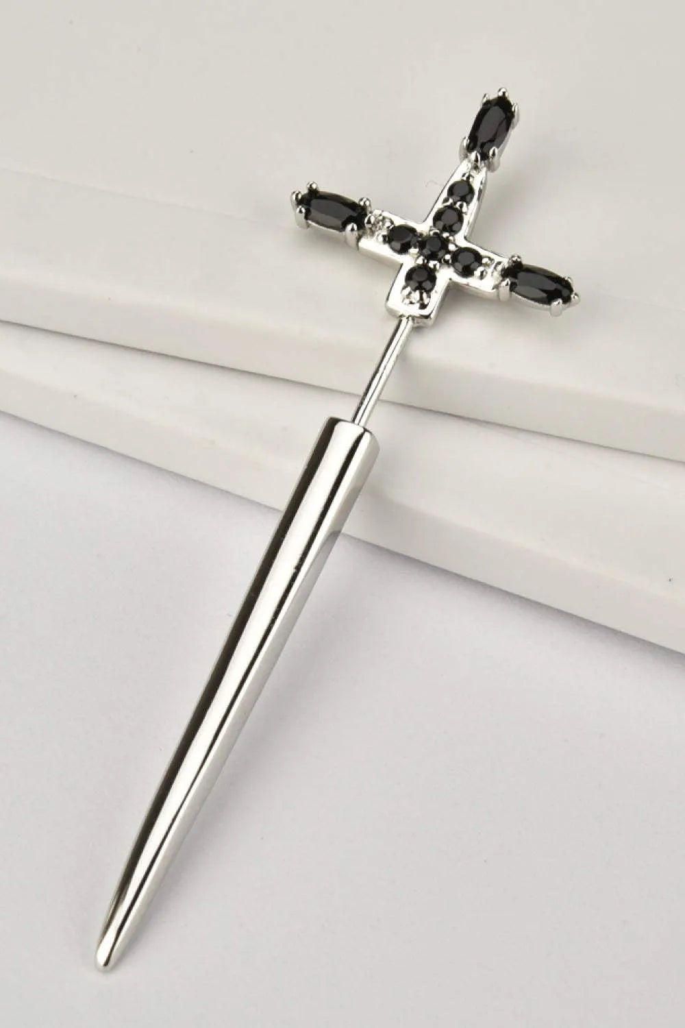 Zircon 925 Sterling Silver Sword Single Ear Jacket Earring Earrings - Tophatter Daily Deals