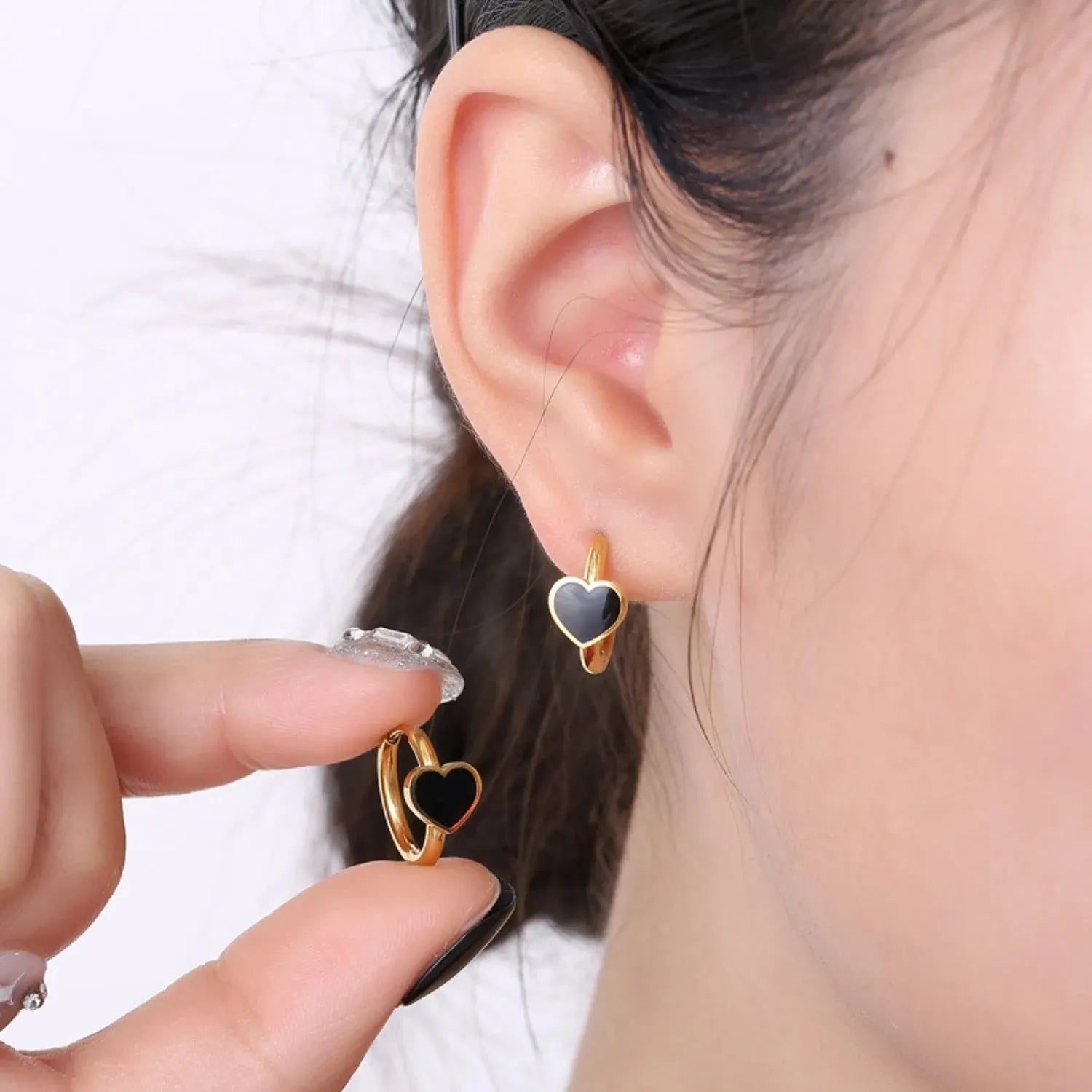 Stainless Steel Heart Huggie Earrings Earrings - Tophatter Daily Deals