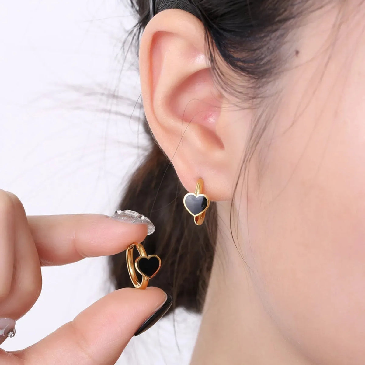 Stainless Steel Heart Huggie Earrings Earrings - Tophatter Daily Deals