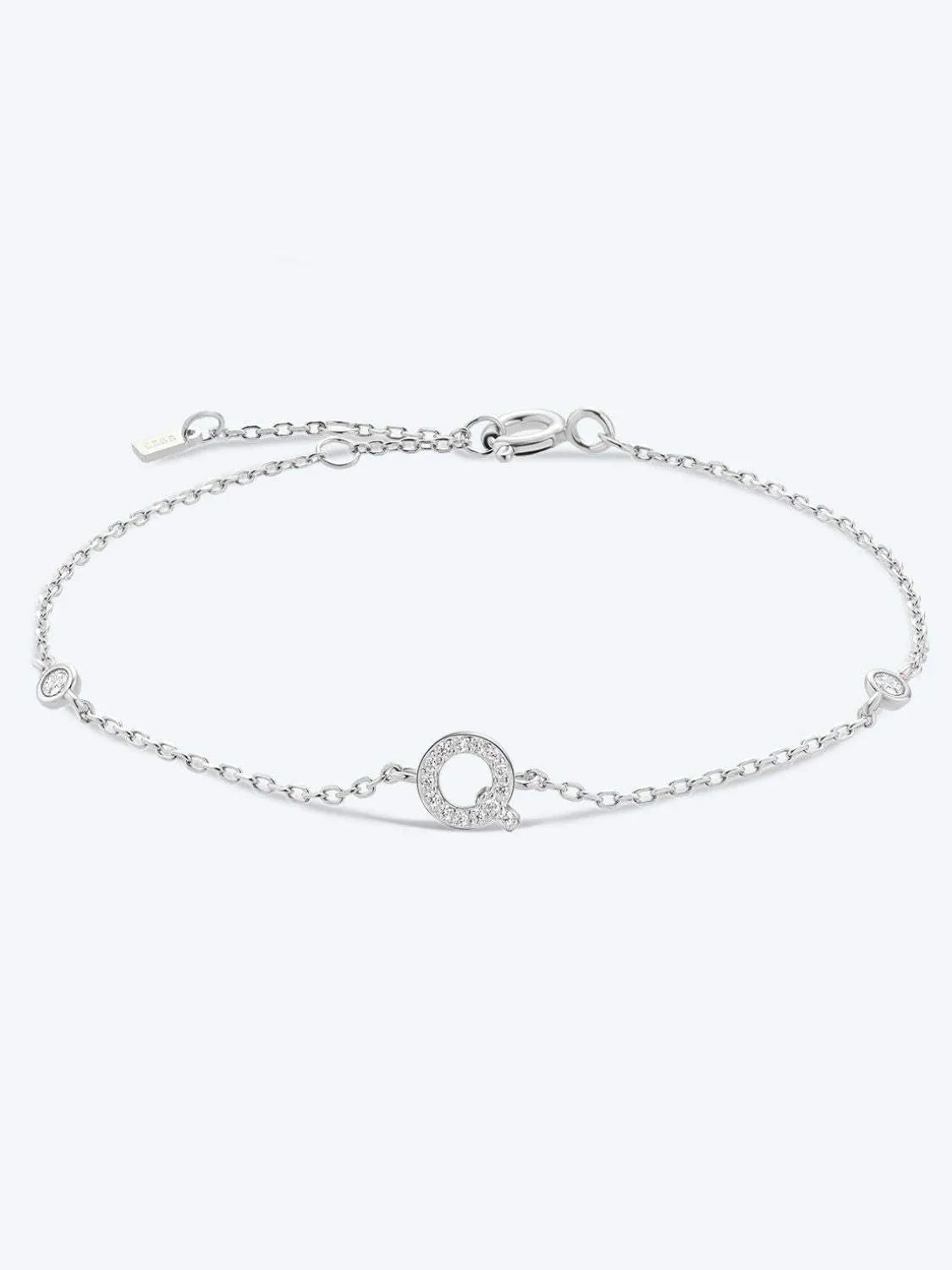 Q To U Zircon 925 Sterling Silver Bracelet Q Silver One Size Bracelets - Tophatter Daily Deals