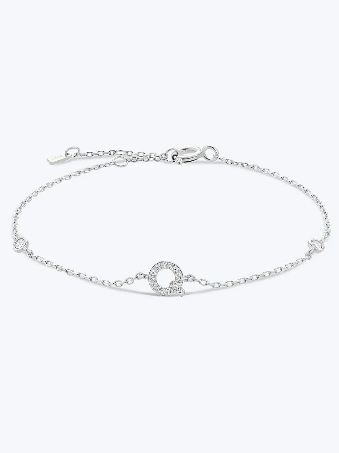 Q To U Zircon 925 Sterling Silver Bracelet Q Silver One Size Bracelets - Tophatter Daily Deals
