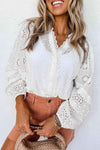 V-Neck Openwork Long Sleeve Blouse Blouses - Tophatter Daily Deals