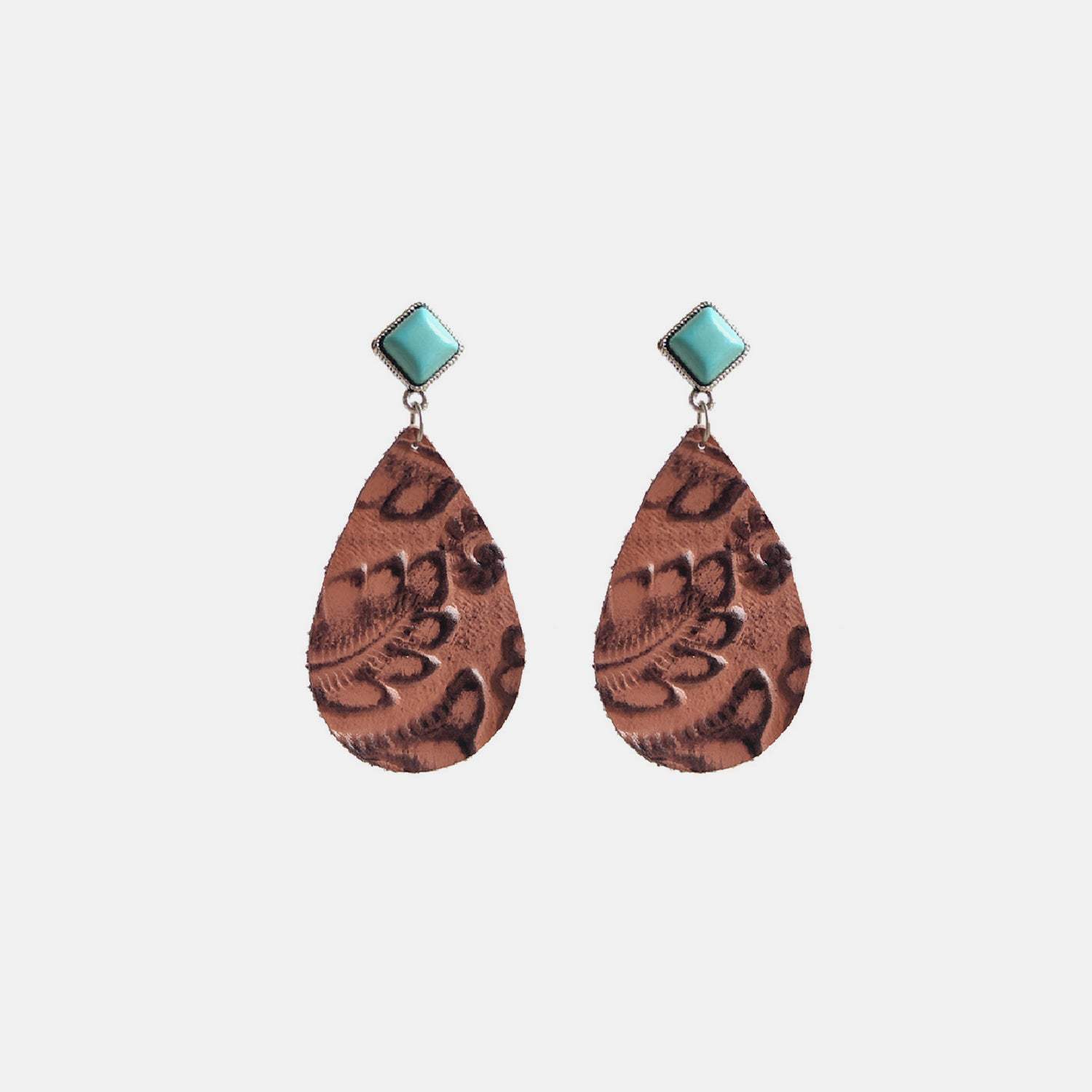 Artificial Turquoise Teardrop Earrings Caramel One Size Earrings - Tophatter Daily Deals