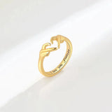 Hand Heart Shape 925 Sterling Silver Open Ring Gold 7 Rings - Tophatter Daily Deals