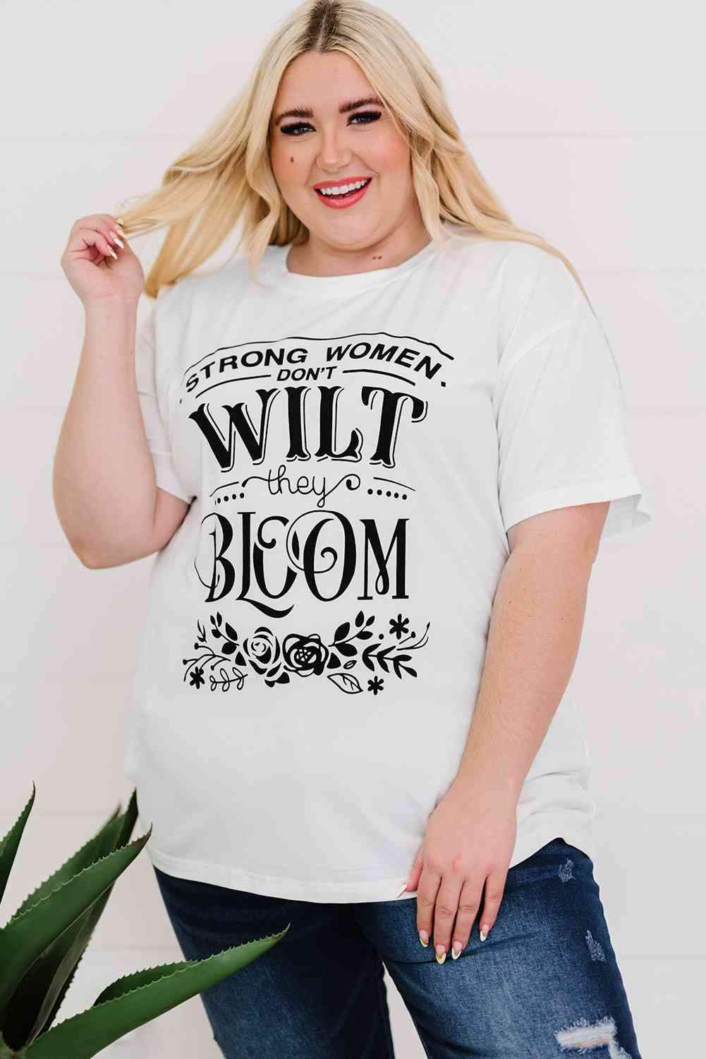 Plus Size Graphic Round Neck T-Shirt White Women's T-Shirts - Tophatter Daily Deals