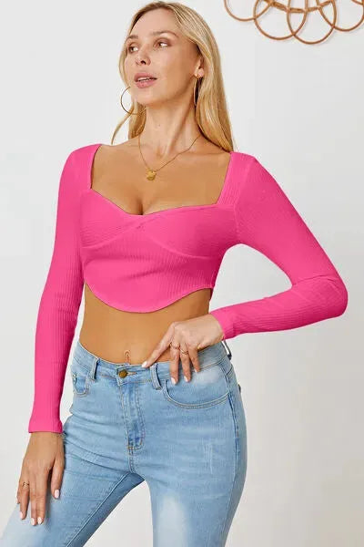 Ribbed Long Sleeve T-Shirt Women's T-Shirts - Tophatter Daily Deals