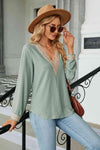 V-Neck Long Sleeve Blouse Blouses - Tophatter Daily Deals