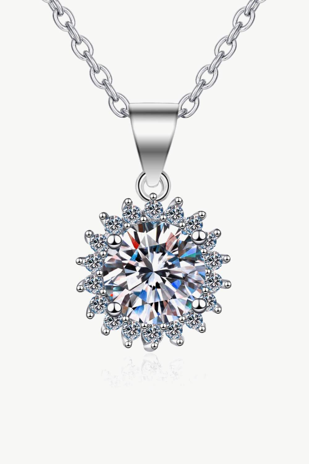 925 Sterling Silver Moissanite Pendant Necklace Silver One Size Moissanite - Tophatter Daily Deals