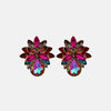 Flower Shape Glass Stone Stud Earrings Multicolor One Size Earrings - Tophatter Daily Deals