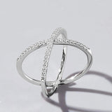 X Shape Inlaid Zircon 925 Sterling Silver Ring Rings - Tophatter Daily Deals