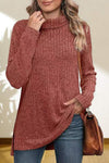 Turtleneck High Low Top Blouses - Tophatter Daily Deals