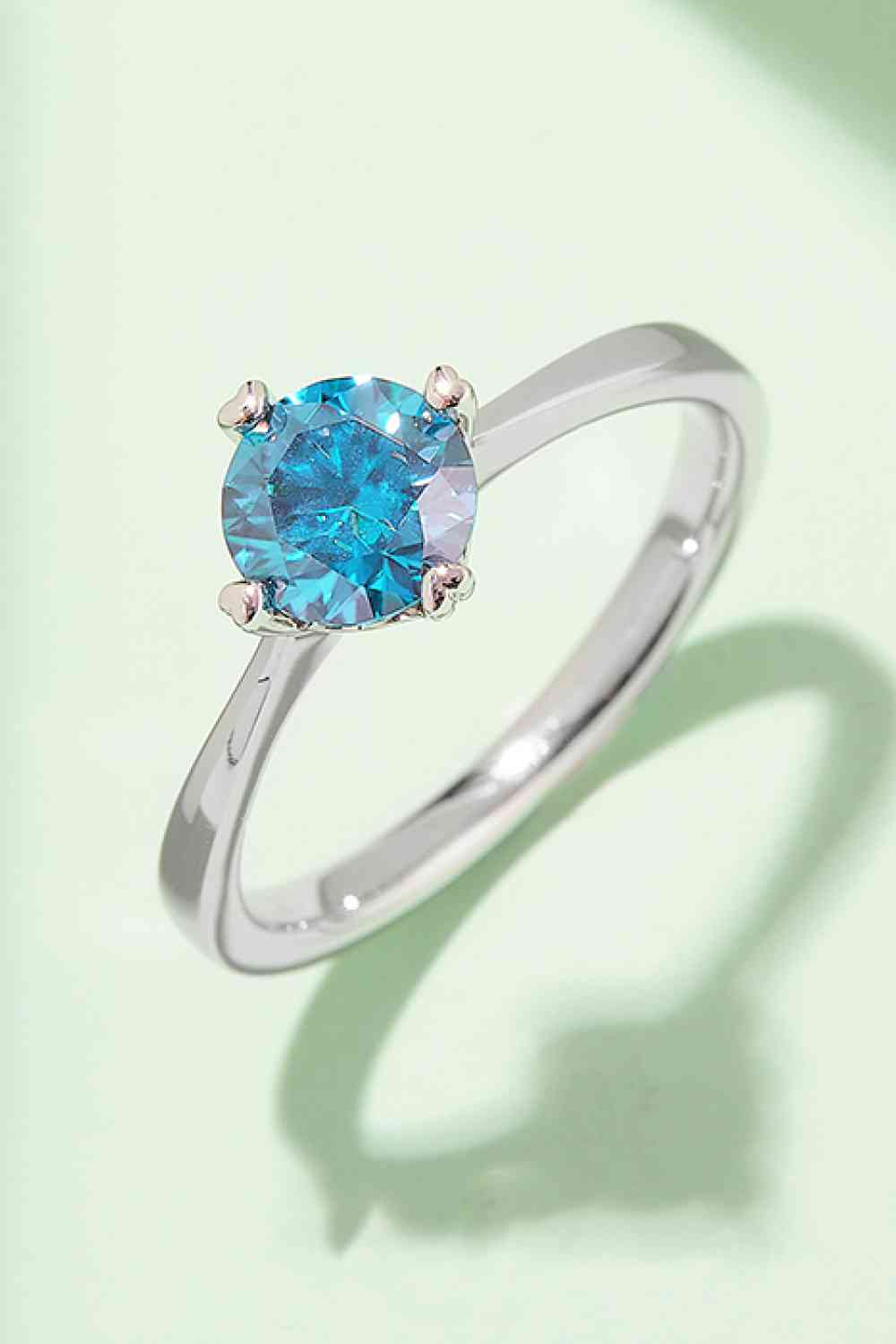 1 Carat Moissanite 925 Sterling Silver Solitaire Ring Sky Blue Moissanite - Tophatter Daily Deals