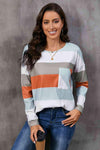 Wide Stripe Top with Pocket Charcoal Blouses - Tophatter Daily Deals