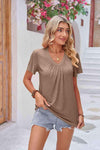 Ruched V-Neck Short Sleeve Tee Women's T-Shirts - Tophatter Daily Deals