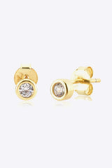 Minimalist Zircon 925 Sterling Silver Earrings Gold One Size Earrings - Tophatter Daily Deals