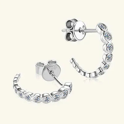 Inlaid Moissanite 925 Sterling Silver C-Hoop Earrings Moissanite - Tophatter Daily Deals