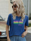 Full Size MARDI GRAS Y'ALL Round Neck T-Shirt Navy Women's T-Shirts - Tophatter Daily Deals