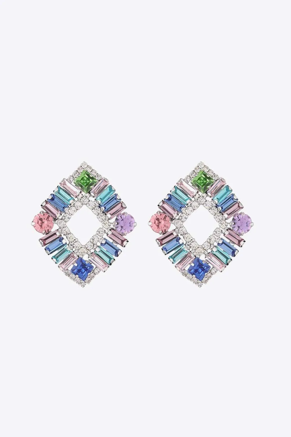 Multicolored Glass Stone Earrings Multicolor One Size Earrings - Tophatter Daily Deals