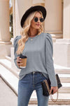 Round Neck Puff Sleeve Blouse Cloudy Blue Blouses - Tophatter Daily Deals