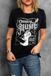 COUNTRY MUSIC Graphic Short Sleeve Tee Shirt Women's T-Shirts - Tophatter Daily Deals