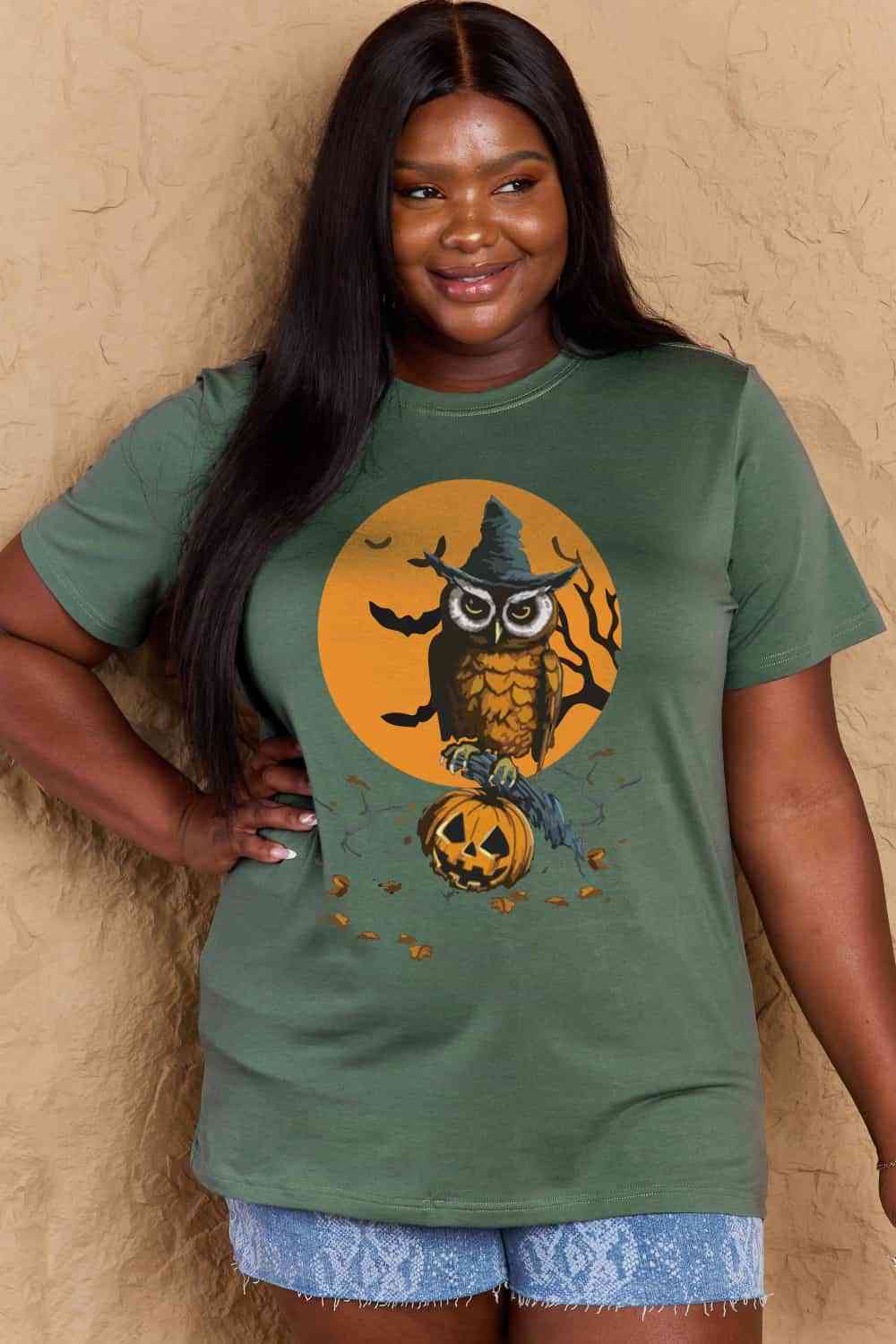 Simply Love Full Size Holloween Theme Graphic Cotton T-Shirt Women's T-Shirts - Tophatter Daily Deals