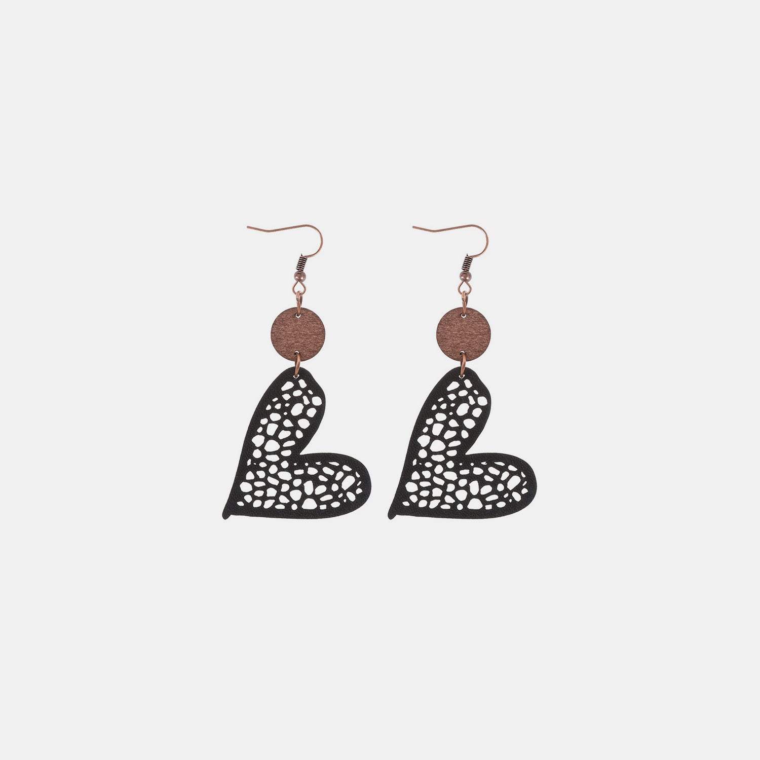 PU Leather Iron Hook Heart Earrings Black One Size Earrings - Tophatter Daily Deals