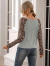 Leopard Twist Front Cold-Shoulder Tee Women's T-Shirts - Tophatter Daily Deals