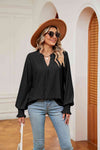 Notched Neck Flounce Sleeve Blouse Blouses - Tophatter Daily Deals