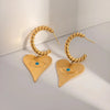 Stainless Steel Oil Drip C-Hoop Dangle Earrings Gold One Size Earrings - Tophatter Daily Deals