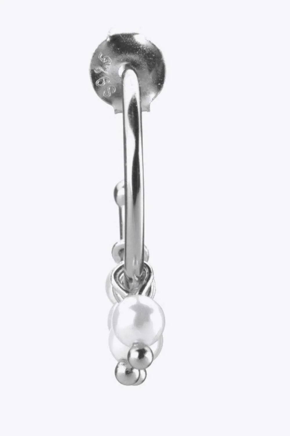 Pearl 925 Sterling Silver C-Hoop Earrings Earrings - Tophatter Daily Deals