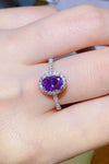 925 Sterling Silver 1 Carat Purple Moissanite Ring Purple Moissanite - Tophatter Daily Deals