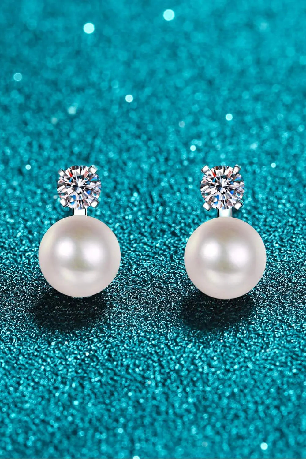 Moissanite Pearl Stud Earrings Moissanite - Tophatter Daily Deals