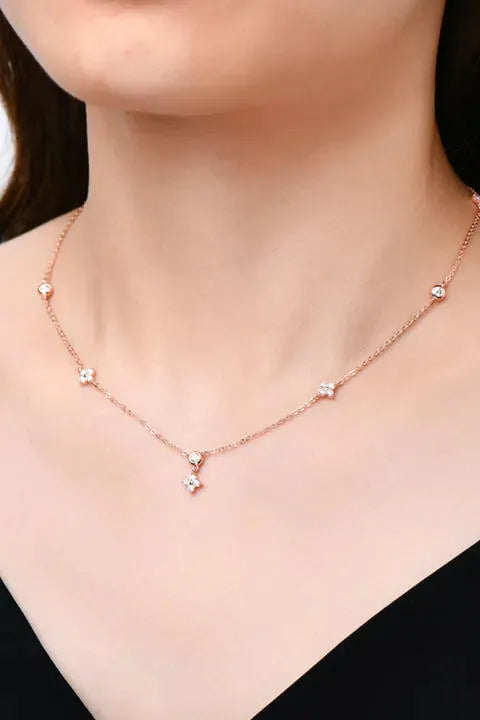 Moissanite 925 Sterling Silver Necklace Rose Gold One Size Moissanite - Tophatter Daily Deals