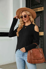 Dropped Shoulder Long Sleeve Blouse Blouses - Tophatter Daily Deals