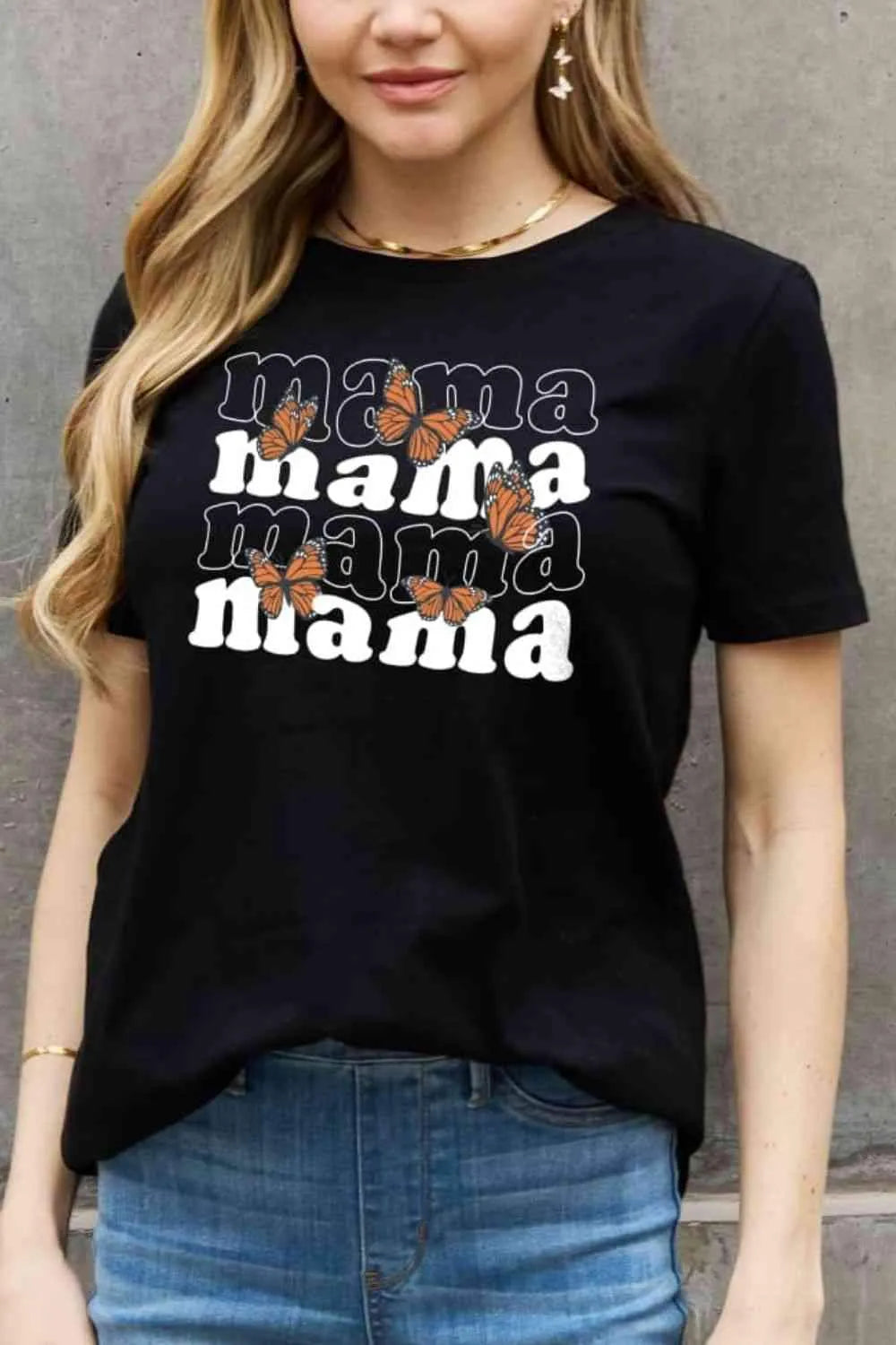 Simply Love MAMA Butterfly Graphic Cotton T-Shirt Women's T-Shirts - Tophatter Daily Deals