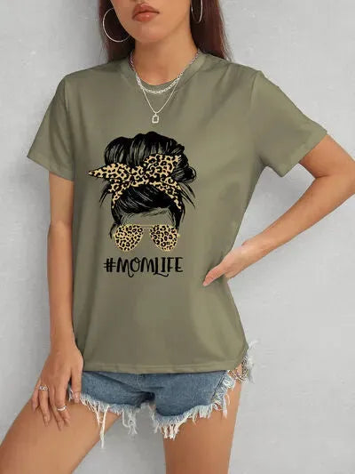 MOMLIFE Round Neck Short Sleeve T-Shirt Army Green Women's T-Shirts - Tophatter Daily Deals