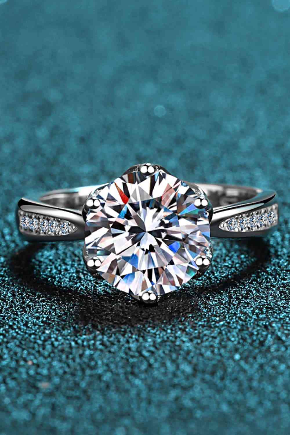 3 Carat Moissanite Rhodium-Plated Side Stone Ring Moissanite - Tophatter Daily Deals