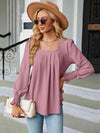 Square Neck Puff Sleeve Blouse Women's T-Shirts - Tophatter Daily Deals