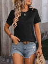 Heathered Round Neck Short Sleeve T-Shirt Women's T-Shirts - Tophatter Daily Deals