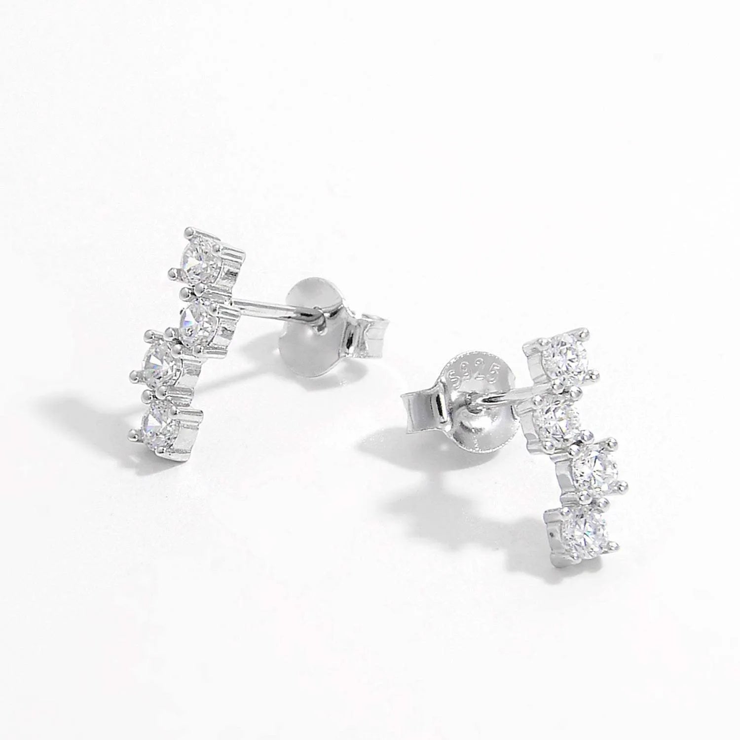925 Sterling Silver Inlaid Zircon Stud Earrings Earrings - Tophatter Daily Deals