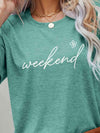 WEEKEND Flower Graphic Short Sleeve Tee Women's T-Shirts - Tophatter Daily Deals