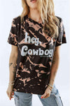 HEY COWBOY BOHEMIAN COWGIRL Graphic Tie-Dye Tee Black - Tophatter Daily Deals