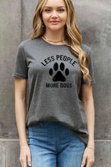 Simply Love Full Size LESS PEOPLE MORE DOGS Graphic Cotton Tee Charcoal Women's T-Shirts - Tophatter Daily Deals