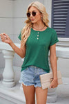 Round Neck Rolled Short Sleeve T-Shirt Women's T-Shirts - Tophatter Daily Deals