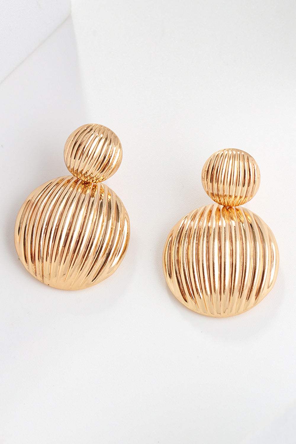 Zinc Alloy Ribbed Earrings Round One Size Earrings - Tophatter Daily Deals