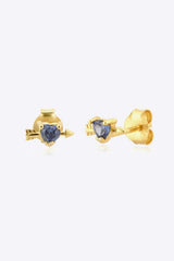 Tanzanite Heart Stud Earrings Gold One Size Earrings - Tophatter Daily Deals